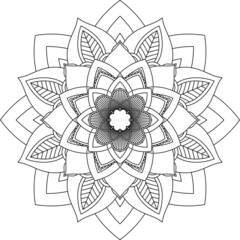 Easy Mandala coloring book simple and basic for beginners, seniors and children. Set of Mehndi flower pattern for Henna drawing and tattoo. Decoration in ethnic oriental, Indian style.