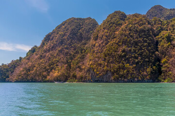 A view of a limestone island in Phang Nga Bay, Thailand