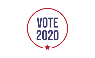 Vote 2020 in USA, sticker design. Political election campaign banner. Election day in United States of America.