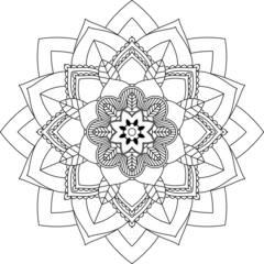Easy Mandala coloring book simple and basic for beginners, seniors and children. Set of Mehndi flower pattern for Henna drawing and tattoo. Decoration in ethnic oriental, Indian style.