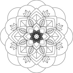 Fototapeta premium Easy Mandala coloring book simple and basic for beginners, seniors and children. Set of Mehndi flower pattern for Henna drawing and tattoo. Decoration in ethnic oriental, Indian style.
