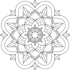 Easy Mandala coloring book simple and basic for beginners, seniors and children. Set of Mehndi flower pattern for Henna drawing and tattoo. Decoration in ethnic oriental, Indian style.