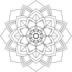Easy Mandala coloring book simple and basic for beginners, seniors and children. Set of Mehndi flower pattern for Henna drawing and tattoo. Decoration in ethnic oriental, Indian style.