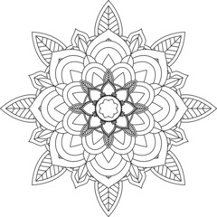 Easy Mandala coloring book simple and basic for beginners, seniors and children. Set of Mehndi flower pattern for Henna drawing and tattoo. Decoration in ethnic oriental, Indian style.