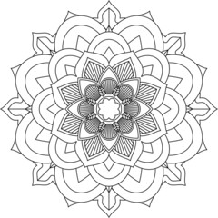 Easy Mandala coloring book simple and basic for beginners, seniors and children. Set of Mehndi flower pattern for Henna drawing and tattoo. Decoration in ethnic oriental, Indian style.