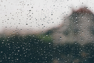 Rain drops in house window