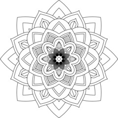 Easy Mandala coloring book simple and basic for beginners, seniors and children. Set of Mehndi flower pattern for Henna drawing and tattoo. Decoration in ethnic oriental, Indian style.