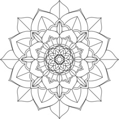 Easy Mandala coloring book simple and basic for beginners, seniors and children. Set of Mehndi flower pattern for Henna drawing and tattoo. Decoration in ethnic oriental, Indian style.