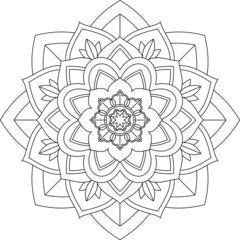 Easy Mandala coloring book simple and basic for beginners, seniors and children. Set of Mehndi flower pattern for Henna drawing and tattoo. Decoration in ethnic oriental, Indian style.