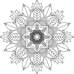 Easy Mandala coloring book simple and basic for beginners, seniors and children. Set of Mehndi flower pattern for Henna drawing and tattoo. Decoration in ethnic oriental, Indian style.