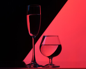 There are glasses of liquid.