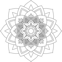Easy Mandala coloring book simple and basic for beginners, seniors and children. Set of Mehndi flower pattern for Henna drawing and tattoo. Decoration in ethnic oriental, Indian style.