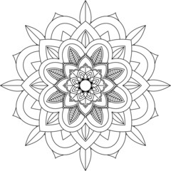 Easy Mandala coloring book simple and basic for beginners, seniors and children. Set of Mehndi flower pattern for Henna drawing and tattoo. Decoration in ethnic oriental, Indian style.
