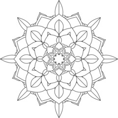 Easy Mandala coloring book simple and basic for beginners, seniors and children. Set of Mehndi flower pattern for Henna drawing and tattoo. Decoration in ethnic oriental, Indian style.