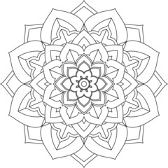 Easy Mandala coloring book simple and basic for beginners, seniors and children. Set of Mehndi flower pattern for Henna drawing and tattoo. Decoration in ethnic oriental, Indian style.