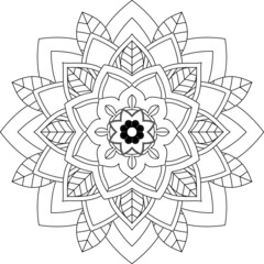 Easy Mandala coloring book simple and basic for beginners, seniors and children. Set of Mehndi flower pattern for Henna drawing and tattoo. Decoration in ethnic oriental, Indian style.