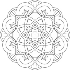 Easy Mandala coloring book simple and basic for beginners, seniors and children. Set of Mehndi flower pattern for Henna drawing and tattoo. Decoration in ethnic oriental, Indian style.