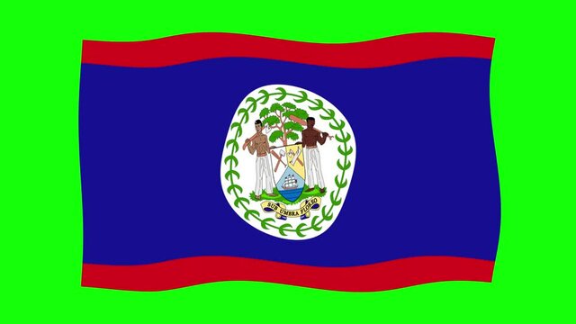 Belize Flag Waving and Flutter Green Screen Background Animation  