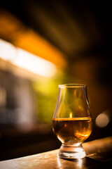 Close up shot a Glencairn whisky glass