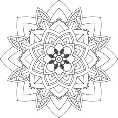 Easy Mandala coloring book simple and basic for beginners, seniors and children. Set of Mehndi flower pattern for Henna drawing and tattoo. Decoration in ethnic oriental, Indian style.