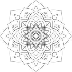 Easy Mandala coloring book simple and basic for beginners, seniors and children. Set of Mehndi flower pattern for Henna drawing and tattoo. Decoration in ethnic oriental, Indian style.