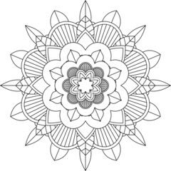 Easy Mandala coloring book simple and basic for beginners, seniors and children. Set of Mehndi flower pattern for Henna drawing and tattoo. Decoration in ethnic oriental, Indian style.