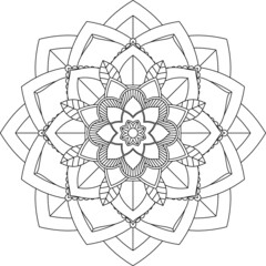 Easy Mandala coloring book simple and basic for beginners, seniors and children. Set of Mehndi flower pattern for Henna drawing and tattoo. Decoration in ethnic oriental, Indian style.