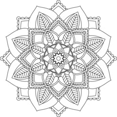 Easy Mandala coloring book simple and basic for beginners, seniors and children. Set of Mehndi flower pattern for Henna drawing and tattoo. Decoration in ethnic oriental, Indian style.