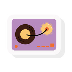 vinyl on dj board sticker and flat style icon design, Music sound melody song musical art and composition theme Vector illustration