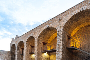 View of the porches in the old town of Peñíscola, Castellón