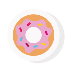 Sweet donut sticker and flat style icon design, dessert delicious sugar snack and tasty theme Vector illustration