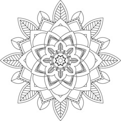 Easy Mandala coloring book simple and basic for beginners, seniors and children. Set of Mehndi flower pattern for Henna drawing and tattoo. Decoration in ethnic oriental, Indian style.