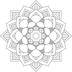 Easy Mandala coloring book simple and basic for beginners, seniors and children. Set of Mehndi flower pattern for Henna drawing and tattoo. Decoration in ethnic oriental, Indian style.