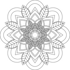 Easy Mandala coloring book simple and basic for beginners, seniors and children. Set of Mehndi flower pattern for Henna drawing and tattoo. Decoration in ethnic oriental, Indian style.