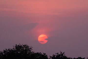 sunset sky with purple filter