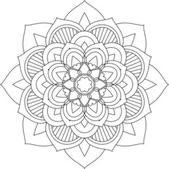 Easy Mandala coloring book simple and basic for beginners, seniors and children. Set of Mehndi flower pattern for Henna drawing and tattoo. Decoration in ethnic oriental, Indian style.