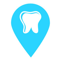 Tooth location map pin icon. Element of map point for mobile concept and web apps. Icon for website design and development, app development. Premium hospital, dental clinic, pharmacy icon sign
