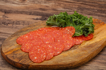 Italian spycy pepperoni sausage slices