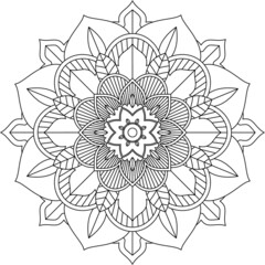 Easy Mandala coloring book simple and basic for beginners, seniors and children. Set of Mehndi flower pattern for Henna drawing and tattoo. Decoration in ethnic oriental, Indian style.