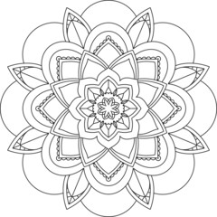 Easy Mandala coloring book simple and basic for beginners, seniors and children. Set of Mehndi flower pattern for Henna drawing and tattoo. Decoration in ethnic oriental, Indian style.
