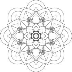 Fototapeta premium Easy Mandala coloring book simple and basic for beginners, seniors and children. Set of Mehndi flower pattern for Henna drawing and tattoo. Decoration in ethnic oriental, Indian style.