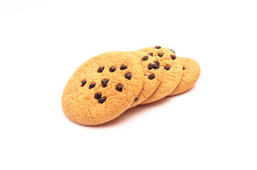 Cookies with chocolate on a white background