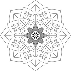 Easy Mandala coloring book simple and basic for beginners, seniors and children. Set of Mehndi flower pattern for Henna drawing and tattoo. Decoration in ethnic oriental, Indian style.