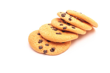 A slide of cookies with dots of chocolate on a white background