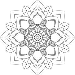 Easy Mandala coloring book simple and basic for beginners, seniors and children. Set of Mehndi flower pattern for Henna drawing and tattoo. Decoration in ethnic oriental, Indian style.