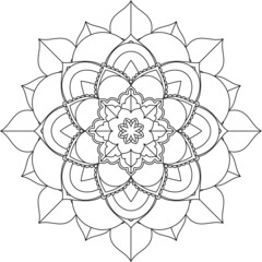 Easy Mandala coloring book simple and basic for beginners, seniors and children. Set of Mehndi flower pattern for Henna drawing and tattoo. Decoration in ethnic oriental, Indian style.