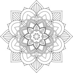 Easy Mandala coloring book simple and basic for beginners, seniors and children. Set of Mehndi flower pattern for Henna drawing and tattoo. Decoration in ethnic oriental, Indian style.