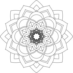 Easy Mandala coloring book simple and basic for beginners, seniors and children. Set of Mehndi flower pattern for Henna drawing and tattoo. Decoration in ethnic oriental, Indian style.