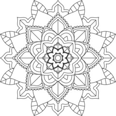 Easy Mandala coloring book simple and basic for beginners, seniors and children. Set of Mehndi flower pattern for Henna drawing and tattoo. Decoration in ethnic oriental, Indian style.