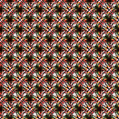 Seamless repeated textured pattern. Stained glass. Background geometric. Abstract shapes artwork inspired, traditional flower motif of Javanese batic technicque, Kawung handcraft tracery and classic.